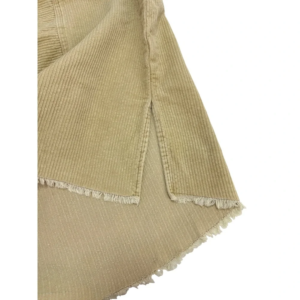 AEMI + CO Size L Sandy Brown Washed Corduroy Heavy Shirt Raw Edge Cotton Casual‎
